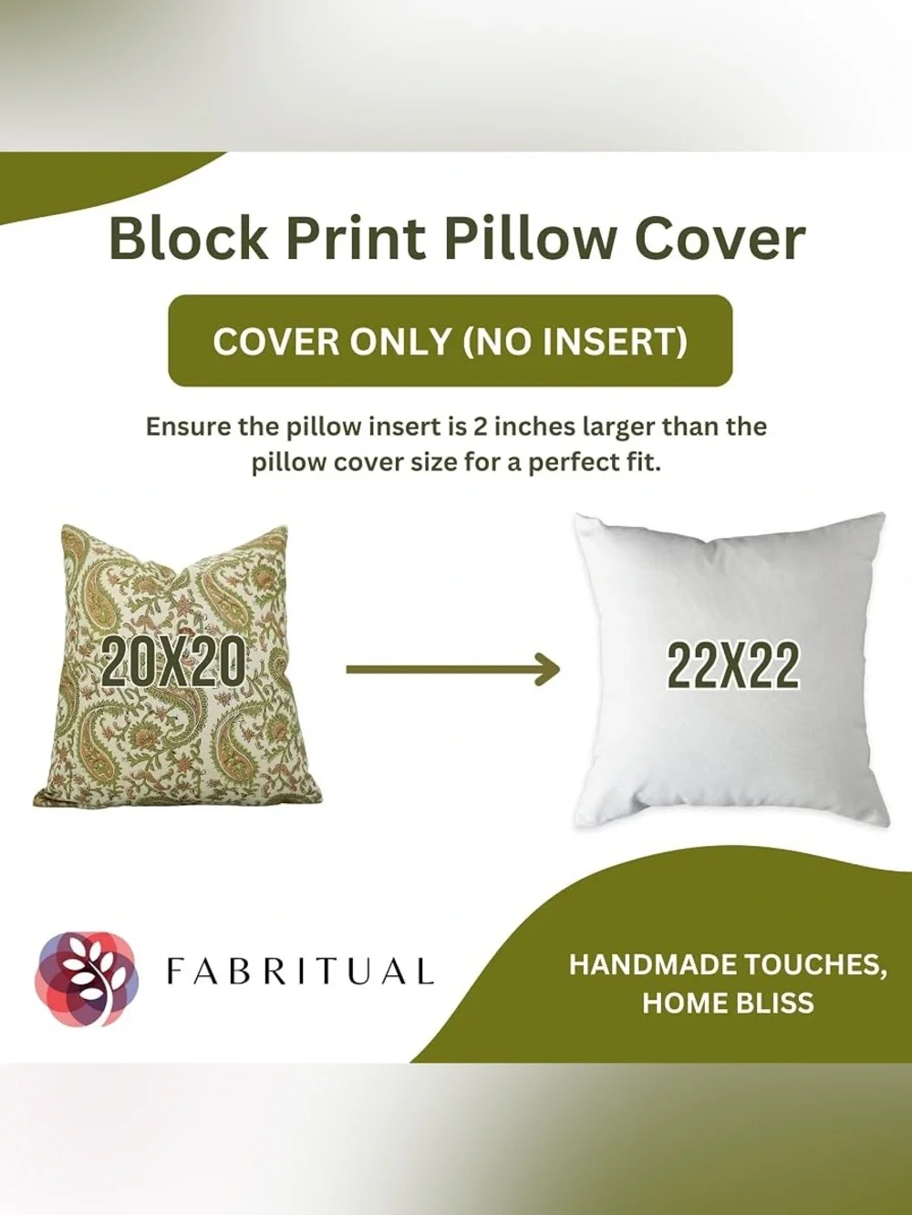🆕Bohemian Soft Linen Hand Block Print Floral Vintage Kiara Pillow Cover 22”x22” - Picture 8 of 11